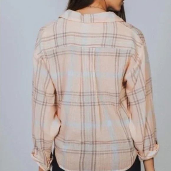 Free People Cropped Cutie Plaid Button Down Shirt Women’s Size Small - Picture 2 of 9